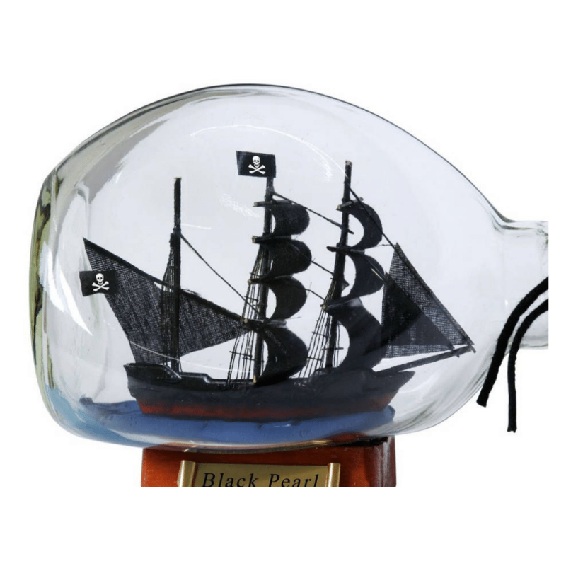 Handcrafted Model Ships Black Pearl Pirate Ship in a Glass Bottle 7"