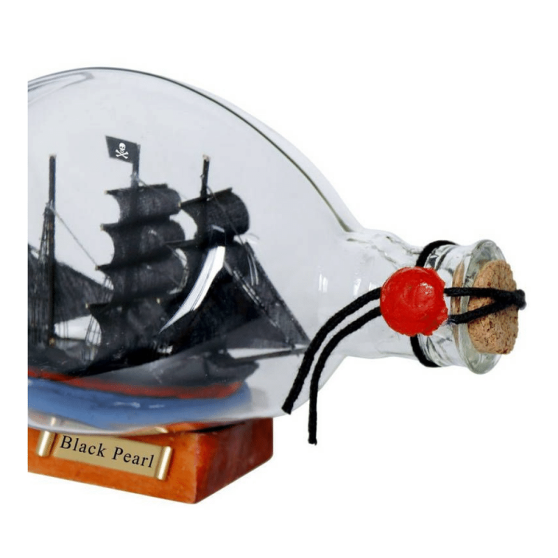 Handcrafted Model Ships Black Pearl Pirate Ship in a Glass Bottle 7"