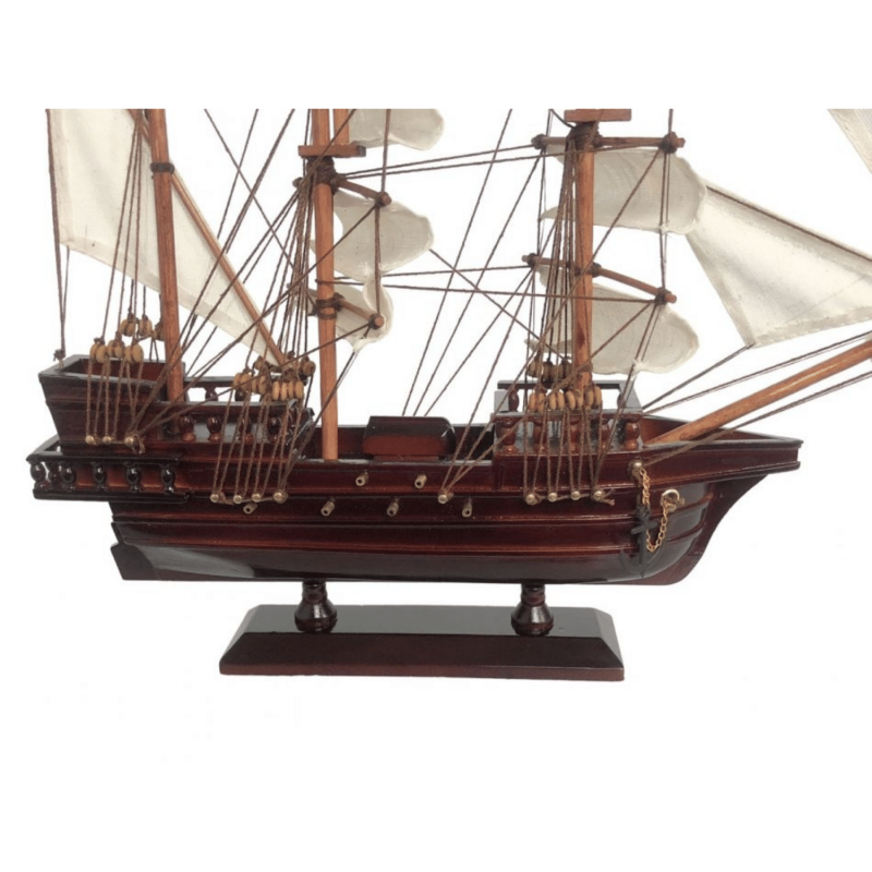 Handcrafted Model Ships Wooden Caribbean Pirate White Sails Model Ship 20"