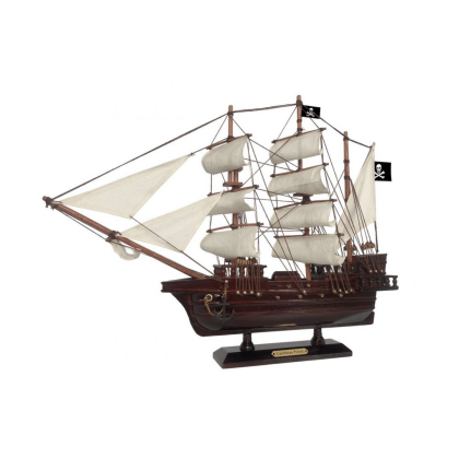 Handcrafted Model Ships Wooden Caribbean Pirate White Sails Model Ship 20"
