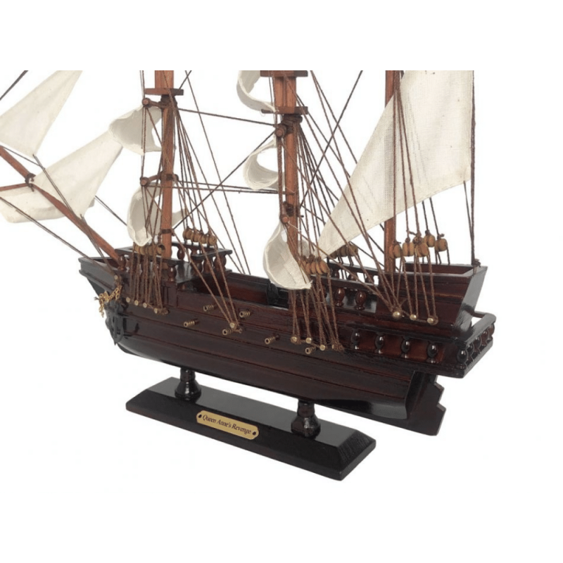 Handcrafted Model Ships Wooden Blackbeard's Queen Anne's Revenge White Sails Pirate Ship Model 20"