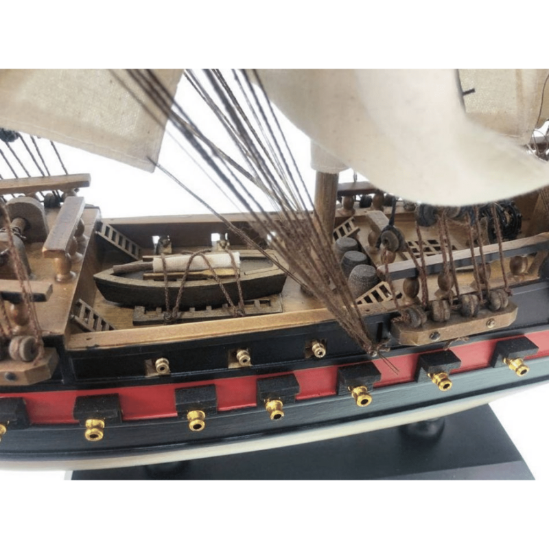 Handcrafted Model Ships Wooden Ben Franklin's Black Prince White Sails Limited Model Pirate Ship 26"