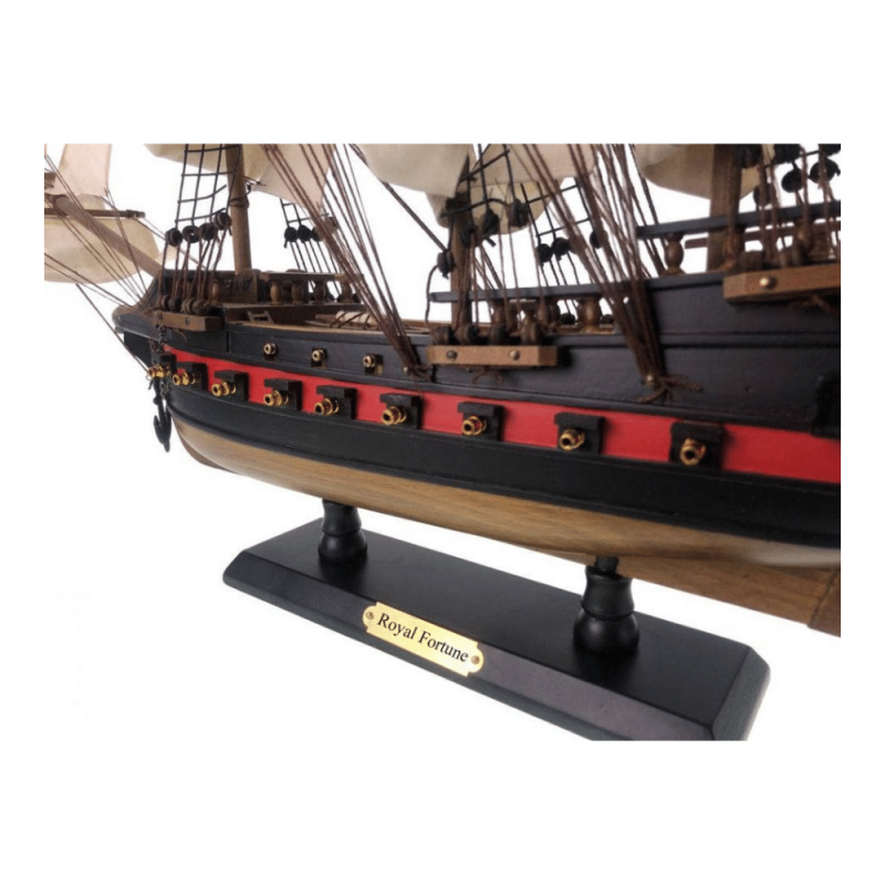 Handcrafted Model Ships Wooden Black Bart's Royal Fortune White Sails Limited Model Pirate Ship 26"