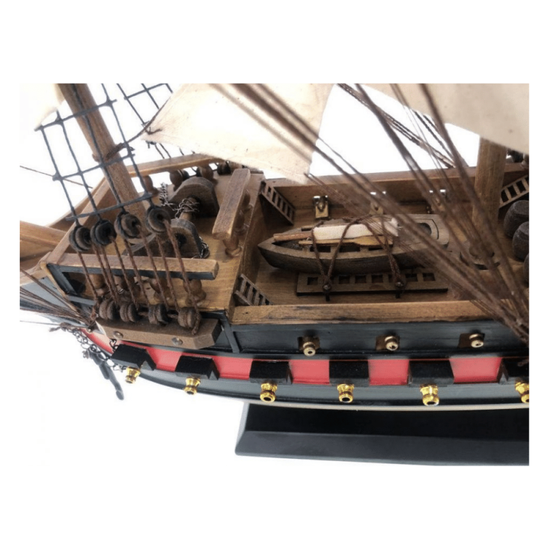 Handcrafted Model Ships Wooden Black Bart's Royal Fortune White Sails Limited Model Pirate Ship 26"