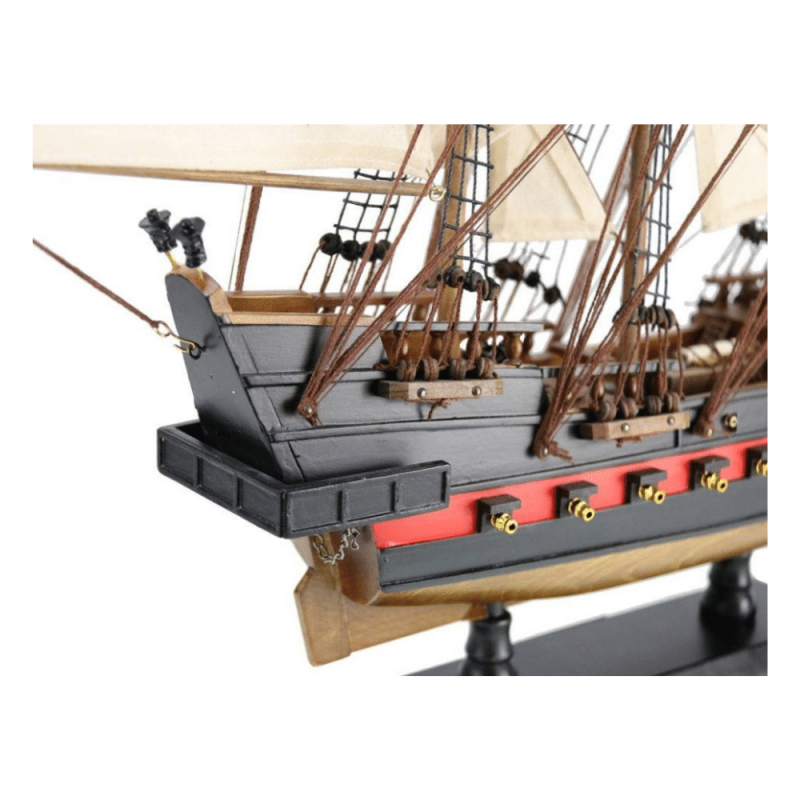 Handcrafted Model Ships Wooden Black Bart's Royal Fortune White Sails Limited Model Pirate Ship 26"