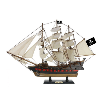 Handcrafted Model Ships Wooden Captain Hook's Jolly Roger from Peter Pan White Sails Limited Model Pirate Ship 26"