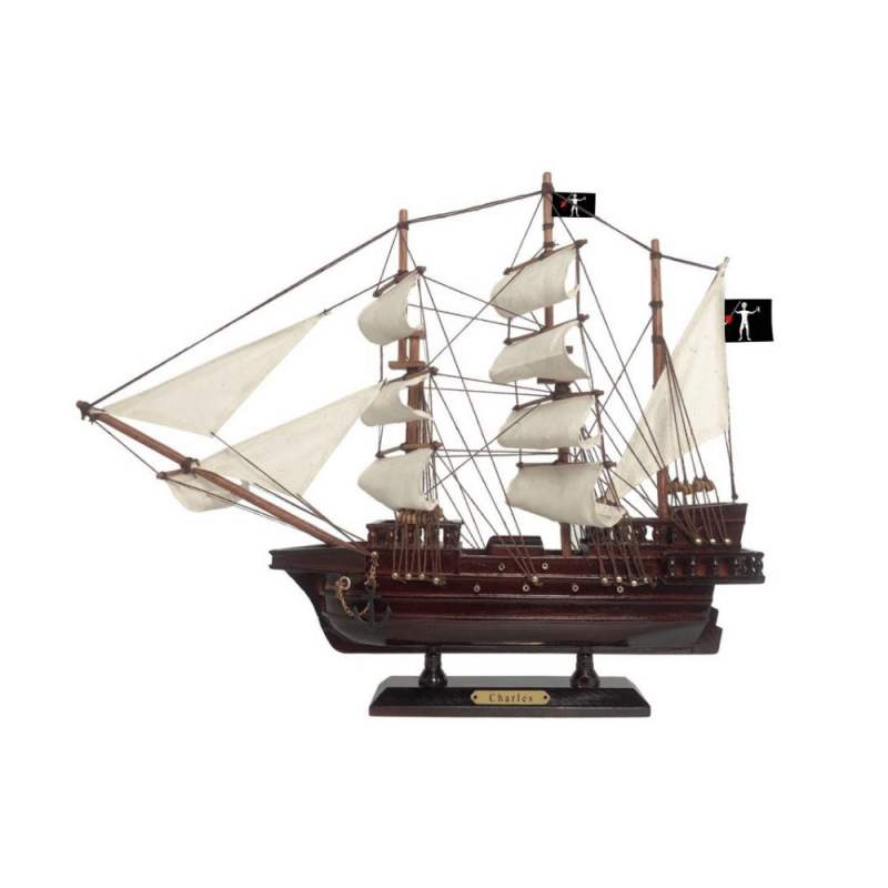 Handcrafted Model Ships Wooden John Halsey's Charles White Sails Pirate Ship Model 20"