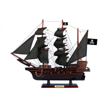 Handcrafted Model Ships Wooden Black Pearl Black Sails Pirate Ship Model 20"