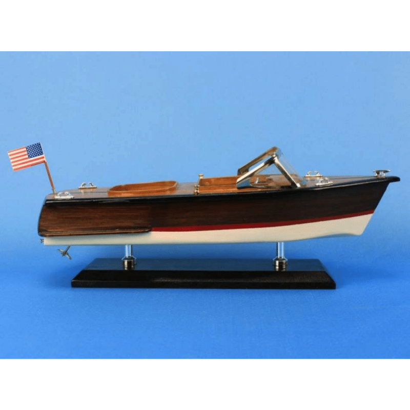 Handcrafted Model Ships Wooden Chris Craft Runabout Model Speedboat 14"