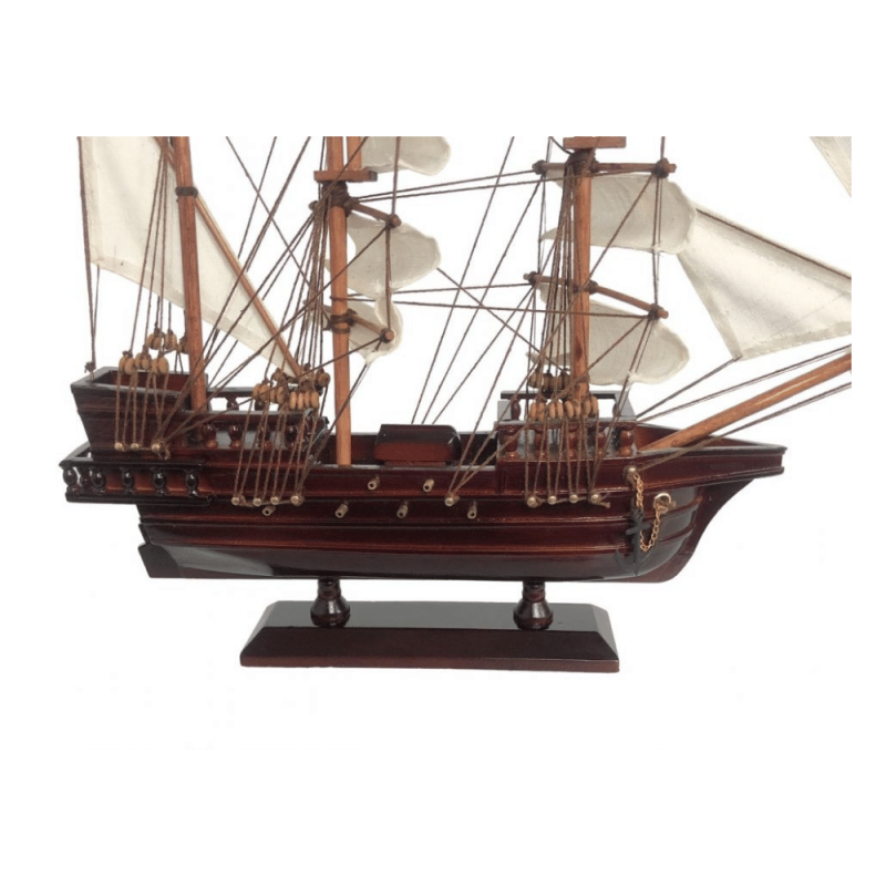 Handcrafted Model Ships Wooden Black Pearl White Sails Pirate Ship Model 20"
