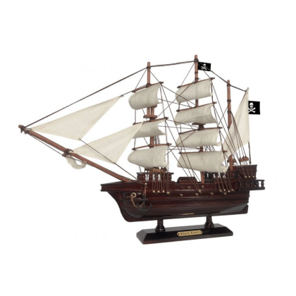 Handcrafted Model Ships Wooden Black Pearl White Sails Pirate Ship Model 20"