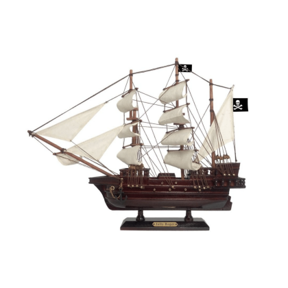 Handcrafted Model Ships Wooden Captain Hook's Jolly Roger from Peter Pan White Sails Pirate Ship Model 20"