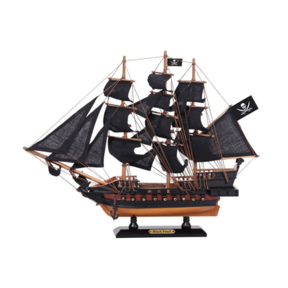 Handcrafted Model Ships Wooden Black Pearl Black Sails Limited Model Pirate Ship 15"