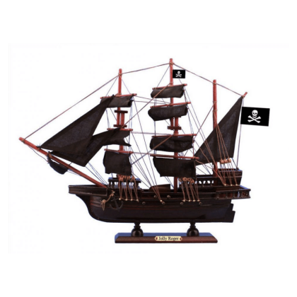 Handcrafted Model Ships Wooden Captain Hook's Jolly Roger from Peter Pan Black Sails Pirate Ship Model 15"