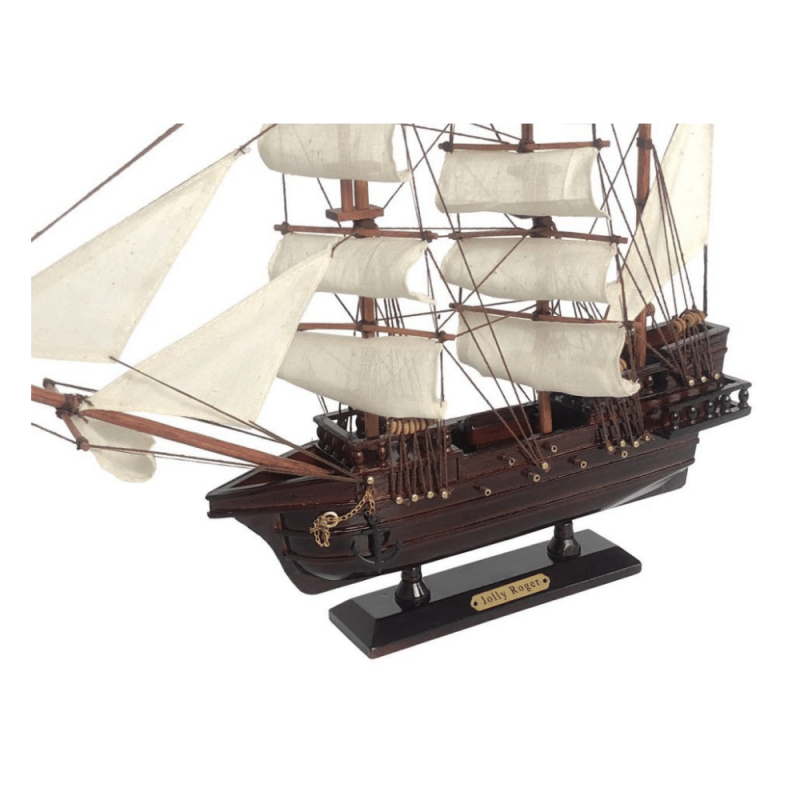 Handcrafted Model Ships Wooden Captain Hook's Jolly Roger From Peter Pan White Sails Pirate Ship Model 15"