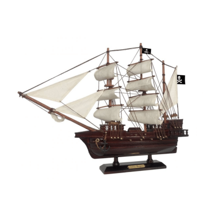 Handcrafted Model Ships Wooden Captain Hook's Jolly Roger From Peter Pan White Sails Pirate Ship Model 15"