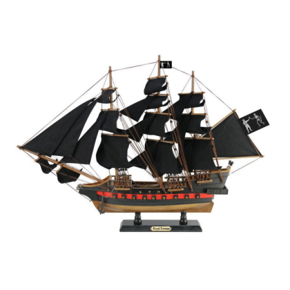 Handcrafted Model Ships Wooden Black Bart's Royal Fortune Black Sails Limited Model Pirate Ship 26"