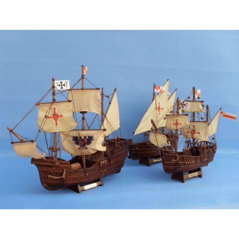 Handcrafted Model Ships Wooden Santa Maria, Nina & Pinta Model Ship Set