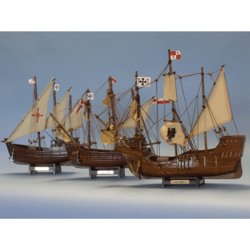Handcrafted Model Ships Wooden Santa Maria, Nina & Pinta Model Ship Set