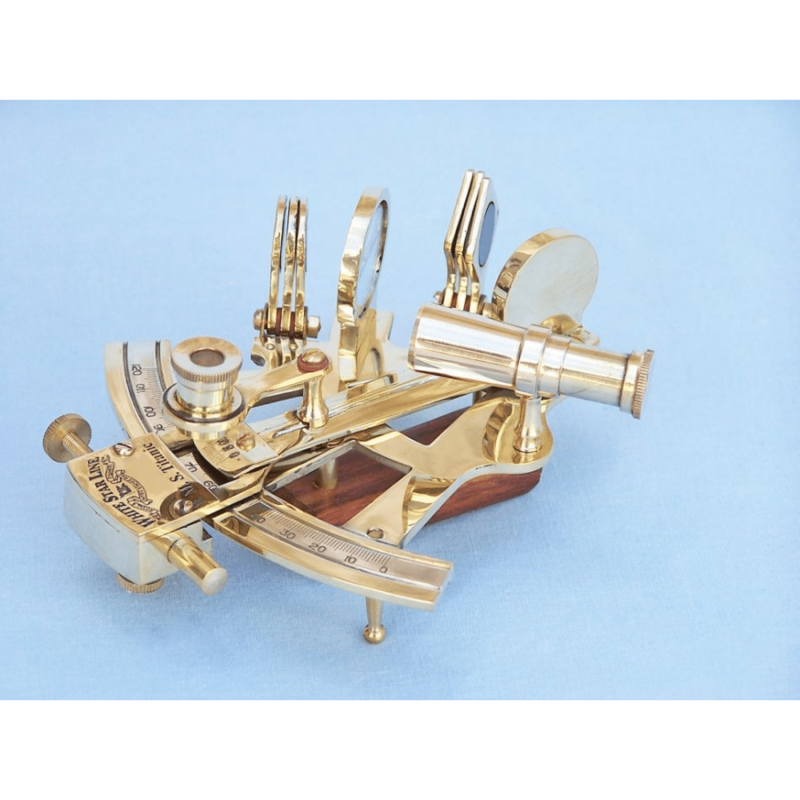Handcrafted Model Ships Titanic White Star Lines Sextant with Rosewood Box 5"