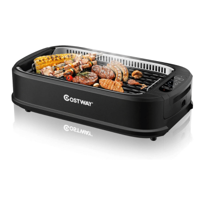 Costway EP24756US Smokeless Electric Grill Portable Nonstick BBQ w/ Turbo Smoke Extractor