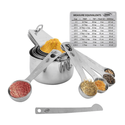 Kaluns Measuring Cups and Spoons, 16 Piece Stainless Steel