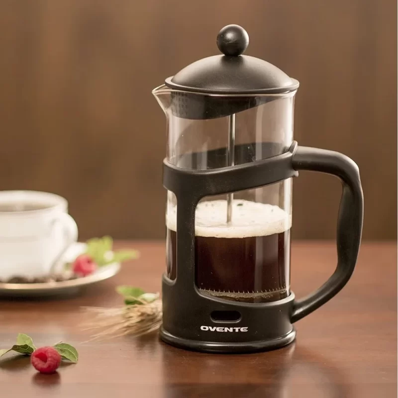 Ovente French Press Coffee Tea Maker 34 Oz Stainless Steel Filter, Black FPT34B