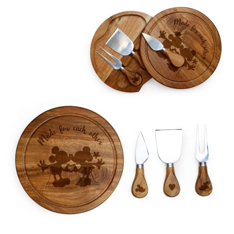 Toscana Mickey & Minnie Mouse Acacia Brie Cheese Board & Tools Set