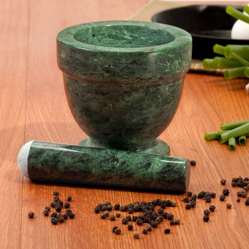 Creative Home Green Marble 4" Mortar and Pestle Set