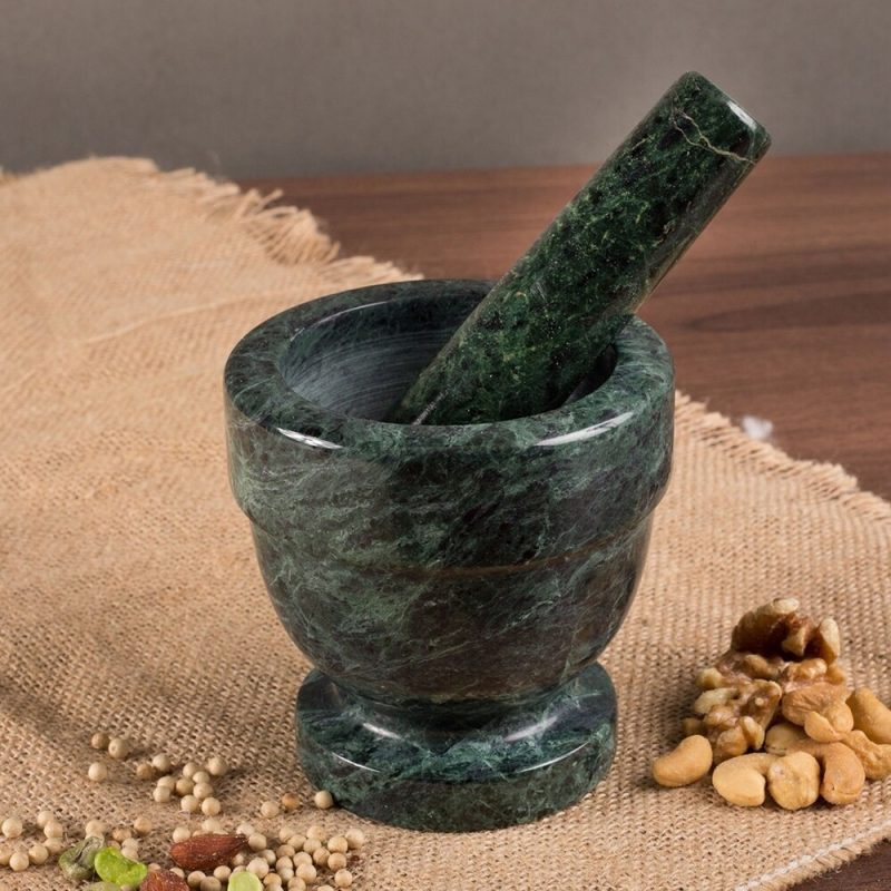 Creative Home Green Marble 4" Mortar and Pestle Set