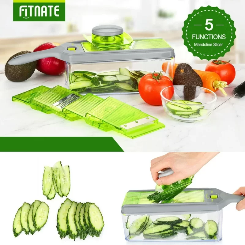 Fitnate Kitchen Clever Cutter Vegetable Chopper Slicer Fine Grater Veggie Blade, Green
