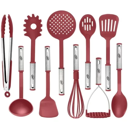 Kaluns Cooking Utensil Set, 10 Piece Nylon And Stainless Steel Kitchen Tools