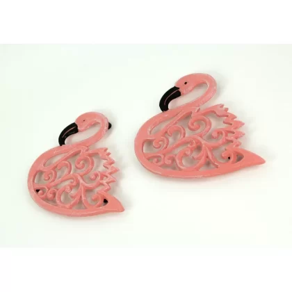 Zeckos Set Of 2 Cast Iron Pink Flamingo Decorative Trivets Home Kitchen, 0.5 x 8.25 x 7.25 Inches
