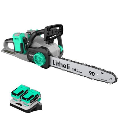 Litheli 2*20V 14" Cordless Chainsaw With Brushless Motor + 4.0Ah Battery & Charger