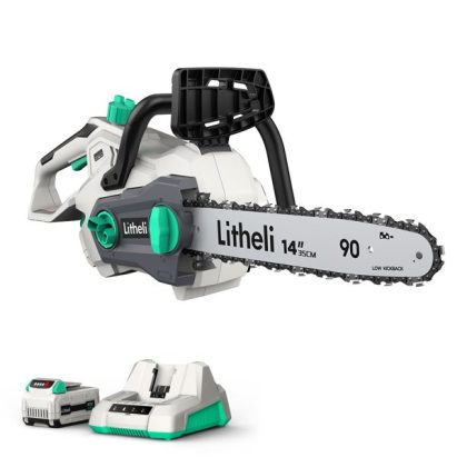 Litheli 40V 14" Cordless Chainsaw with Brushless Motor + 2.5Ah Battery & Charger