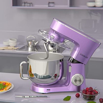 Cooklee 9.5 Qt. 660W 10-Speed Stand Mixer w/ Dish Washer Safe Accessories, Lavender