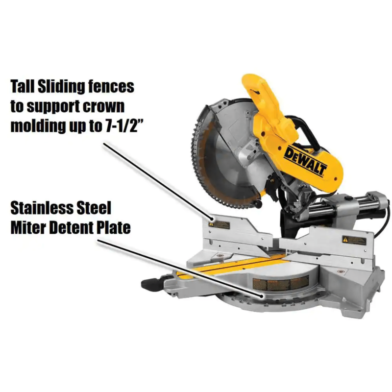 Dewalt 15 Amp Corded 12 in. Double Bevel Sliding Compound Miter Saw, Blade Wrench & Material Clamp