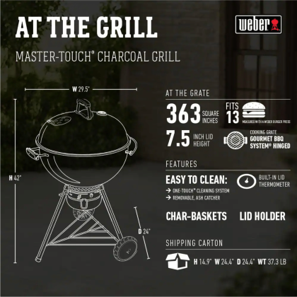 Weber 22 in. Master-Touch Charcoal Grill, Black
