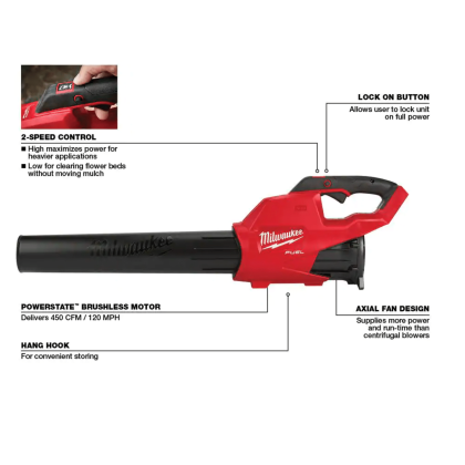 Milwaukee M18 FUEL 120 MPH 450 CFM 18-Volt Lithium-Ion Brushless Cordless Handheld With Battery