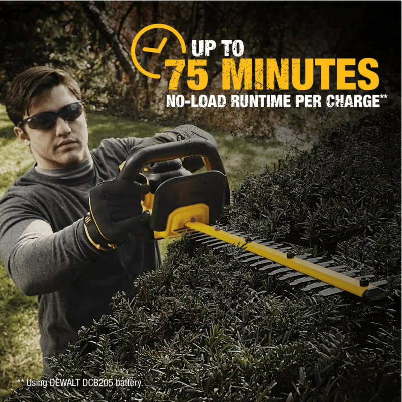Dewalt 22 In. 20V Max Lithium-Ion Cordless Hedge Trimmer With Battery And Charger, DCHT820P1
