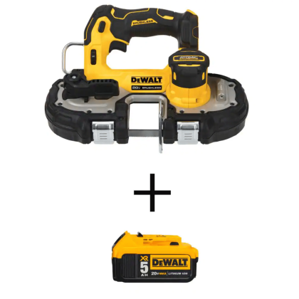 Dewalt Atomic 20-Volt MAX Cordless Brushless Compact 1-3/4 in. Bandsaw With Battery, DCS377BWDCB205