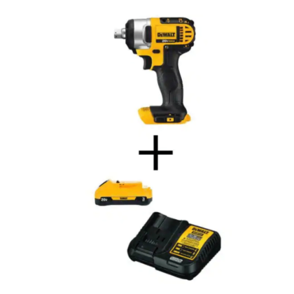 Dewalt 20-Volt MAX Cordless 1/2 in. Impact Wrench Kit With Detent Pin, (1) 20-Volt 3.0Ah Battery & Charger