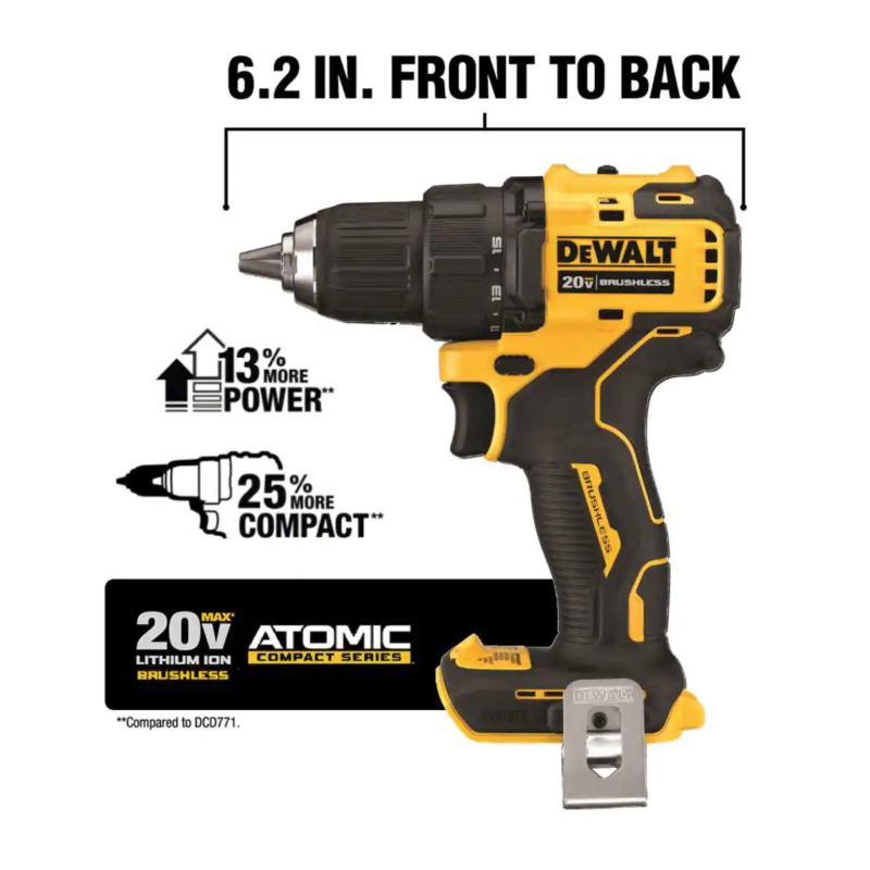 Dewalt Atomic 20V Max Cordless Brushless Compact 1/2 in. Drill/Driver, (2) 20-Volt 1.3Ah Batteries & Reciprocating Saw (DCD708C2W369B)