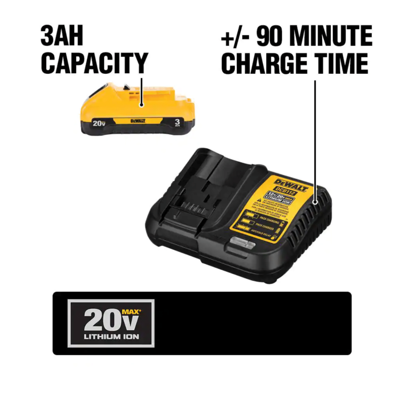 Dewalt 20-Volt Max Cordless 3/8 in. Right Angle Drill/Driver, 20-Volt 3.0Ah Battery & Charger (DCD740BW230C)