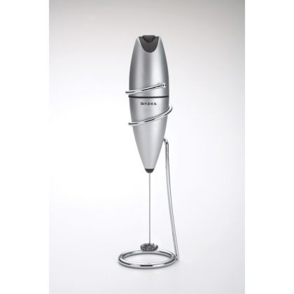 BonJour Coffee Stainless Steel Oval Milk Frother with Stand