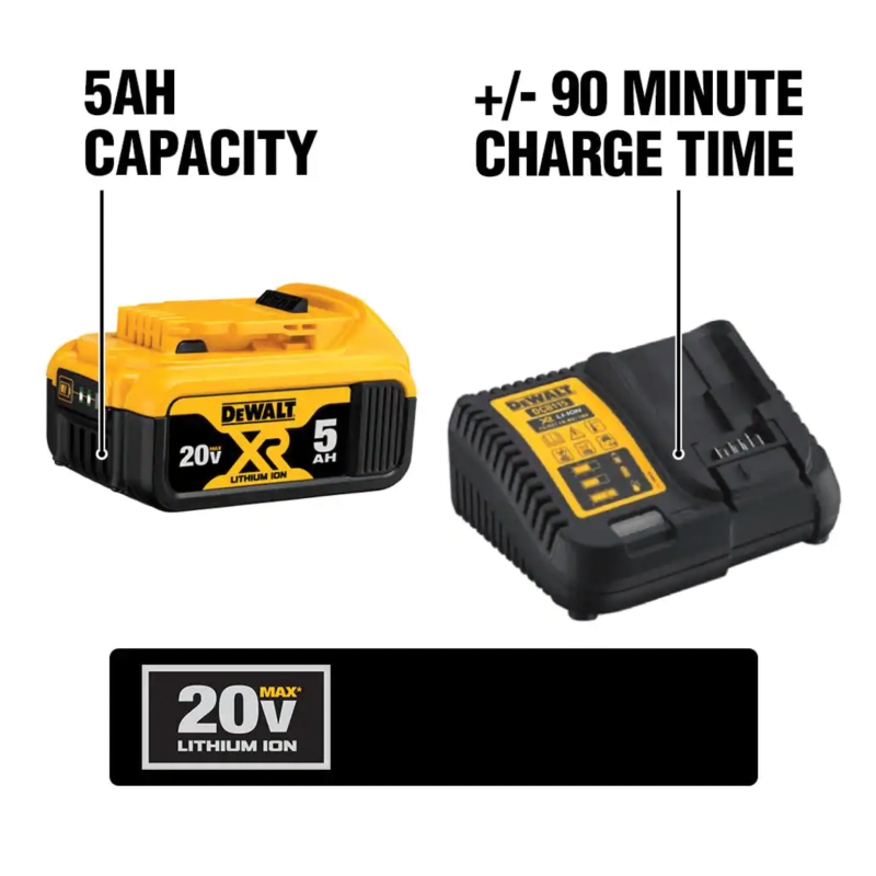 Dewalt 20-Volt Max 3000-Lumen Tripod Light with a 20-Volt Battery 5.0Ah & Charger (DCB205CKWDCL079B)