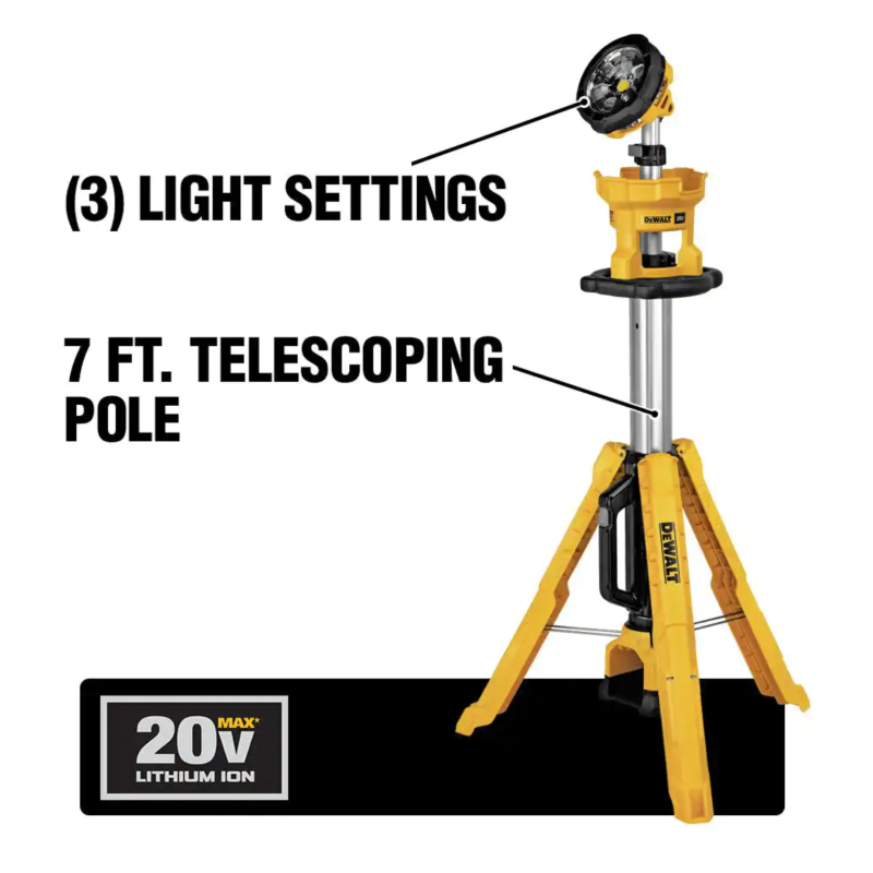 Dewalt 20-Volt Max 3000-Lumen Tripod Light with a 20-Volt Battery 5.0Ah & Charger (DCB205CKWDCL079B)