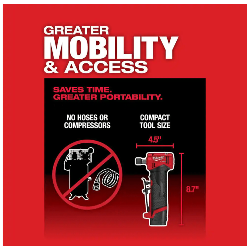 Milwaukee M12 Fuel 12V Lithium-Ion Brushless Cordless 1/4 in. Right Angle and Straight Die Grinder Kit, Tool-Only (2485-20-2486-20)