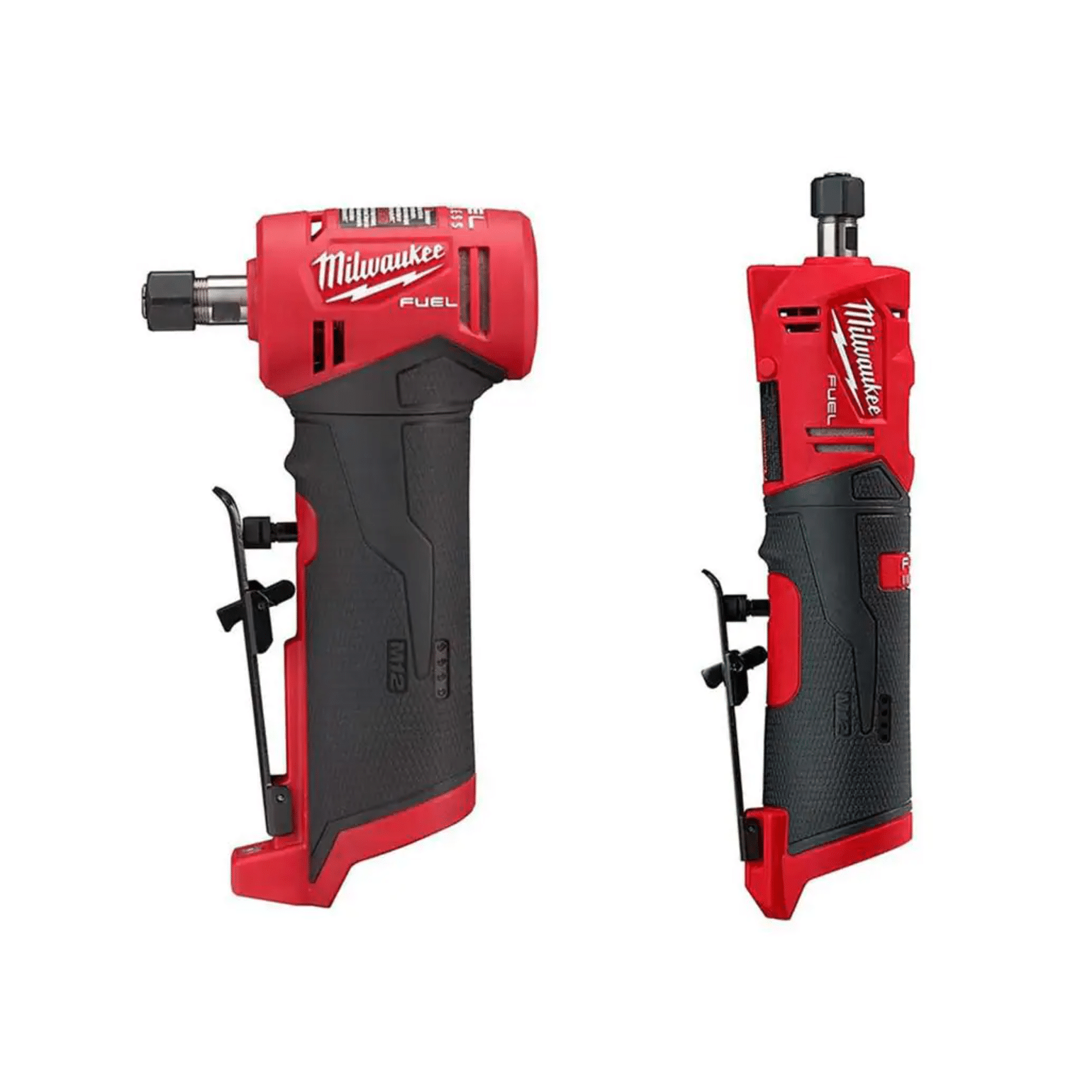 Milwaukee M12 Fuel 12V Lithium-Ion Brushless Cordless 1/4 in. Right Angle and Straight Die Grinder Kit, Tool-Only (2485-20-2486-20)