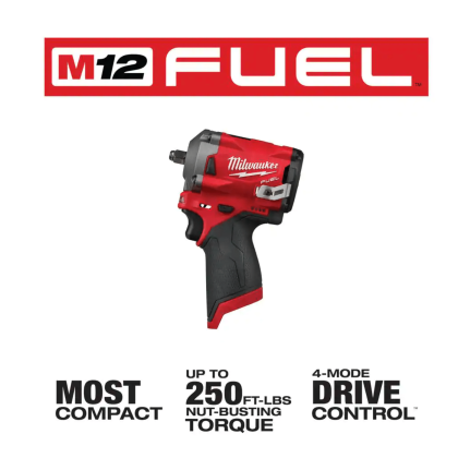 Milwaukee M12 Fuel 12V Lithium-Ion Brushless Cordless Stubby 3/8 in. Impact Wrench with 3/8 in. Extended Reach Ratchet (2554-20-2560-20)